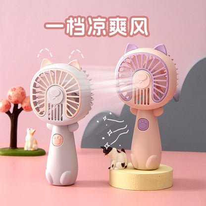 New cartoon mini fan summer outdoor portable USB rechargeable fan student dormitory desktop fan
