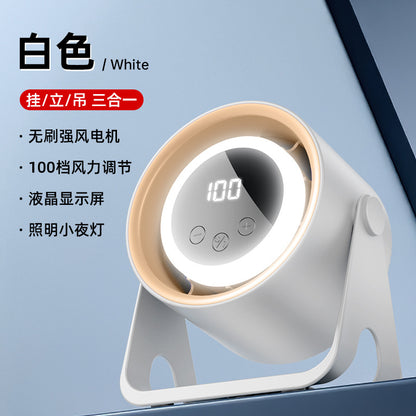 New Brushless USB Charging Portable Fan Ultra-Quiet Home Desktop Small Fan Bedroom Light Long-Lasting Battery Life