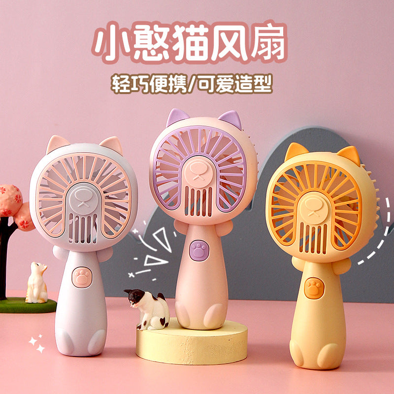 New cartoon mini fan summer outdoor portable USB rechargeable fan student dormitory desktop fan