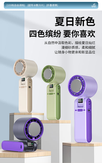 Cross-border new T15S handheld refrigeration ice fan usb high-speed turbo violence fan folding neck fan
