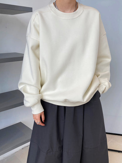Luxi 2025 Autumn and Winter New Style Velvet Thickeneded Burgundy Sweatshirt for Women Korean Style Normcore Long-Sleeved Pullover Top 2628