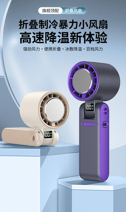 Cross-border new T15S handheld refrigeration ice fan usb high-speed turbo violence fan folding neck fan