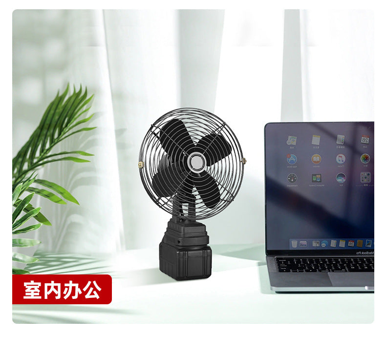 Cross-Border Trade Portable Lithium Battery Fan 8inch Metal Model for Home, Outdoor Camping, Fishing, High Air Volume