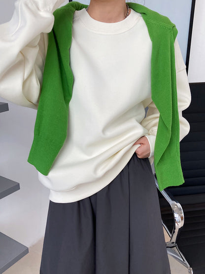 Luxi 2025 Autumn and Winter New Style Velvet Thickeneded Burgundy Sweatshirt for Women Korean Style Normcore Long-Sleeved Pullover Top 2628