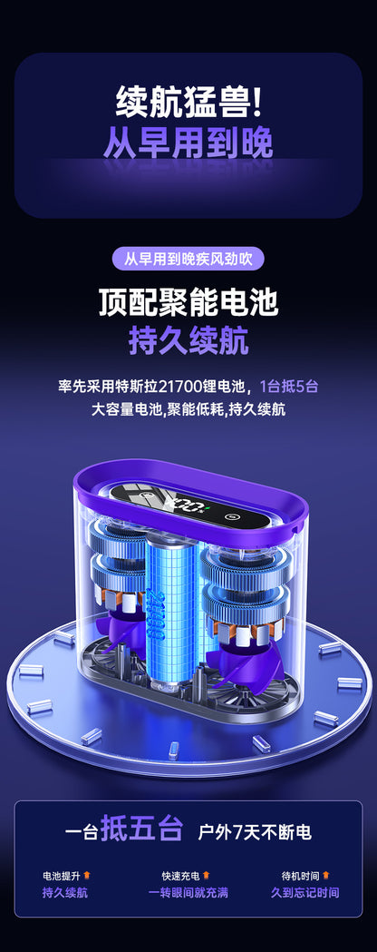Cross-border new waist fan outdoor site lighting large capacity neck fan portable waist fan