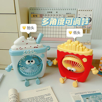 Food Toy Series Cartoon Electric Fan Summer Small Dormitory Fan USB Mini Fan Portable Handheld Fan