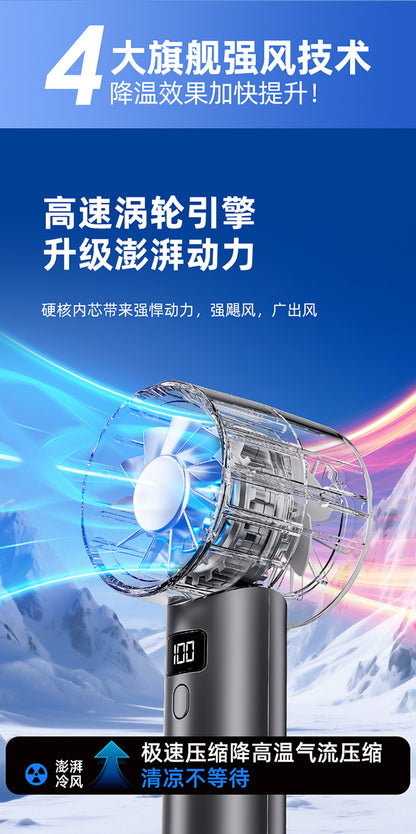New Cross-Border High-Speed Small Fan Portable Student Desktop Fan Outdoor USB Digital Display Handheld Small Fan