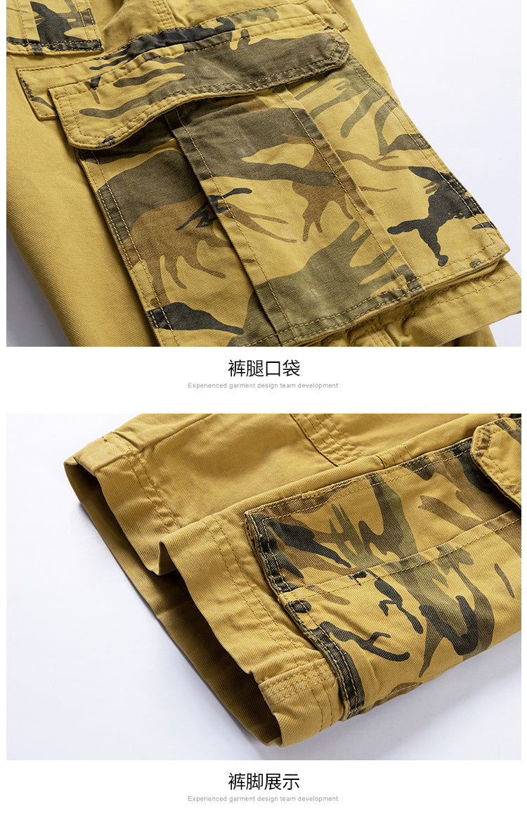 Camouflage Pants Men's Cargo Pants Loose Fit Summer Washed Cargo Shorts Cross-Border Exclusive B2021