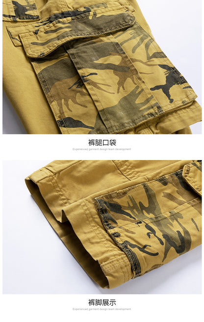 Camouflage Pants Men's Cargo Pants Loose Fit Summer Washed Cargo Shorts Cross-Border Exclusive B2021