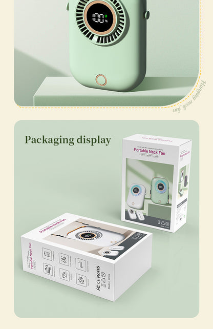 New Handheld Digital Display Small Fan Portable USB Lazy Electric Fan Outdoor Mini Waist Fan Hanging Neck Fan