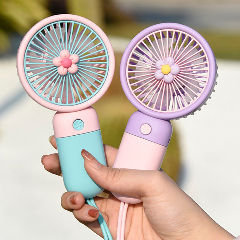 New cartoon mini fan summer outdoor portable USB rechargeable fan student dormitory desktop fan
