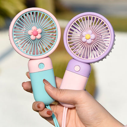 New cartoon mini fan summer outdoor portable USB rechargeable fan student dormitory desktop fan