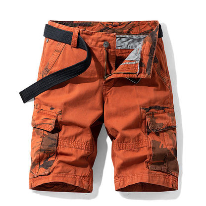Camouflage Pants Men's Cargo Pants Loose Fit Summer Washed Cargo Shorts Cross-Border Exclusive B2021