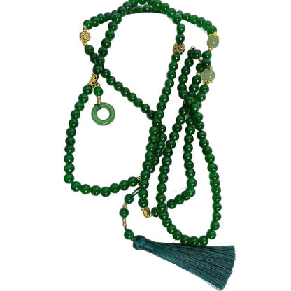 New Chinese Style Safe Buckle Tassel Beaded Crossbody Chain Guofeng Antique Long Necklace Accessories Women's Cheongsam Vintage Wreaths