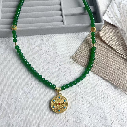 New Chinese Style Safe Buckle Tassel Beaded Crossbody Chain Guofeng Antique Long Necklace Accessories Women's Cheongsam Vintage Wreaths
