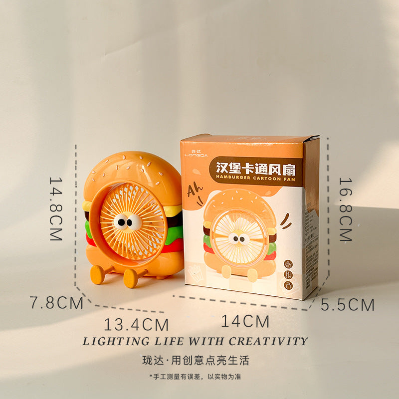 Food Toy Series Cartoon Electric Fan Summer Small Dormitory Fan USB Mini Fan Portable Handheld Fan