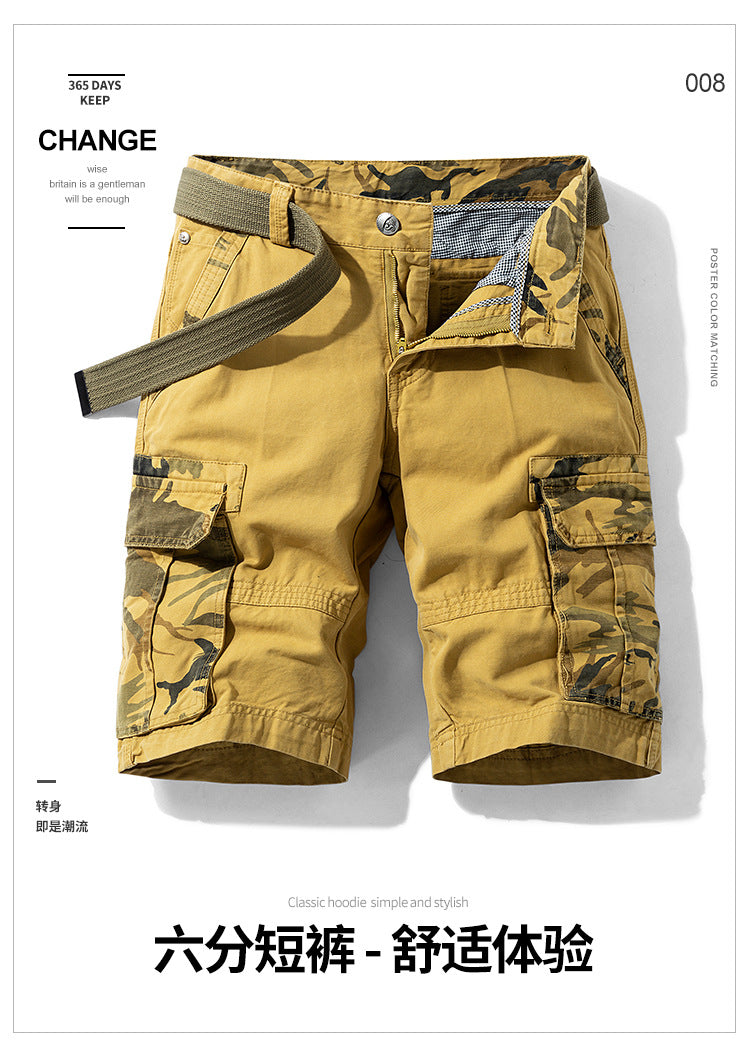 Camouflage Pants Men's Cargo Pants Loose Fit Summer Washed Cargo Shorts Cross-Border Exclusive B2021