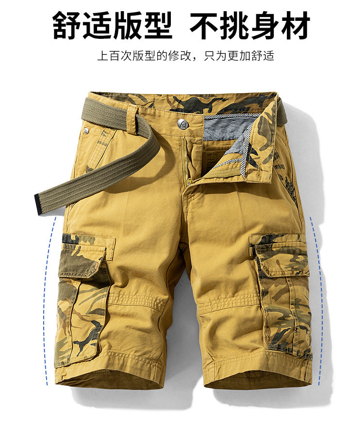 Camouflage Pants Men's Cargo Pants Loose Fit Summer Washed Cargo Shorts Cross-Border Exclusive B2021