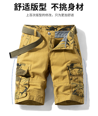 Camouflage Pants Men's Cargo Pants Loose Fit Summer Washed Cargo Shorts Cross-Border Exclusive B2021
