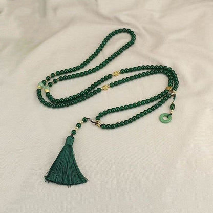 New Chinese Style Safe Buckle Tassel Beaded Crossbody Chain Guofeng Antique Long Necklace Accessories Women's Cheongsam Vintage Wreaths