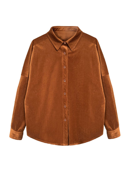 Lushi Japanese-Style Minimalist Thickened Brushed Corduroy Shirt for Women 2025 Autumn Inner Layering Base Shirt 3378
