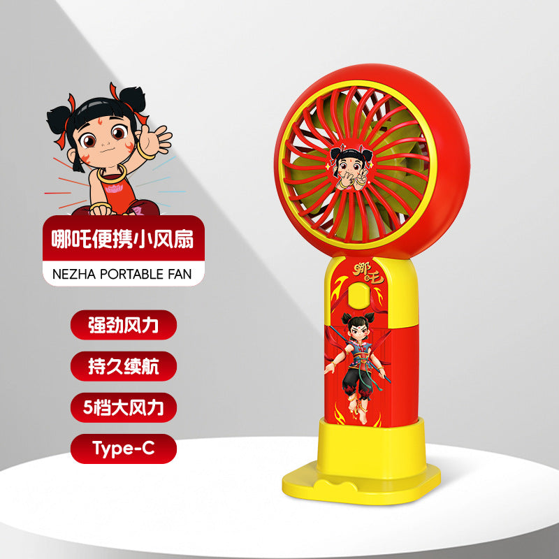 New cartoon mini fan summer outdoor portable USB rechargeable fan student dormitory desktop fan