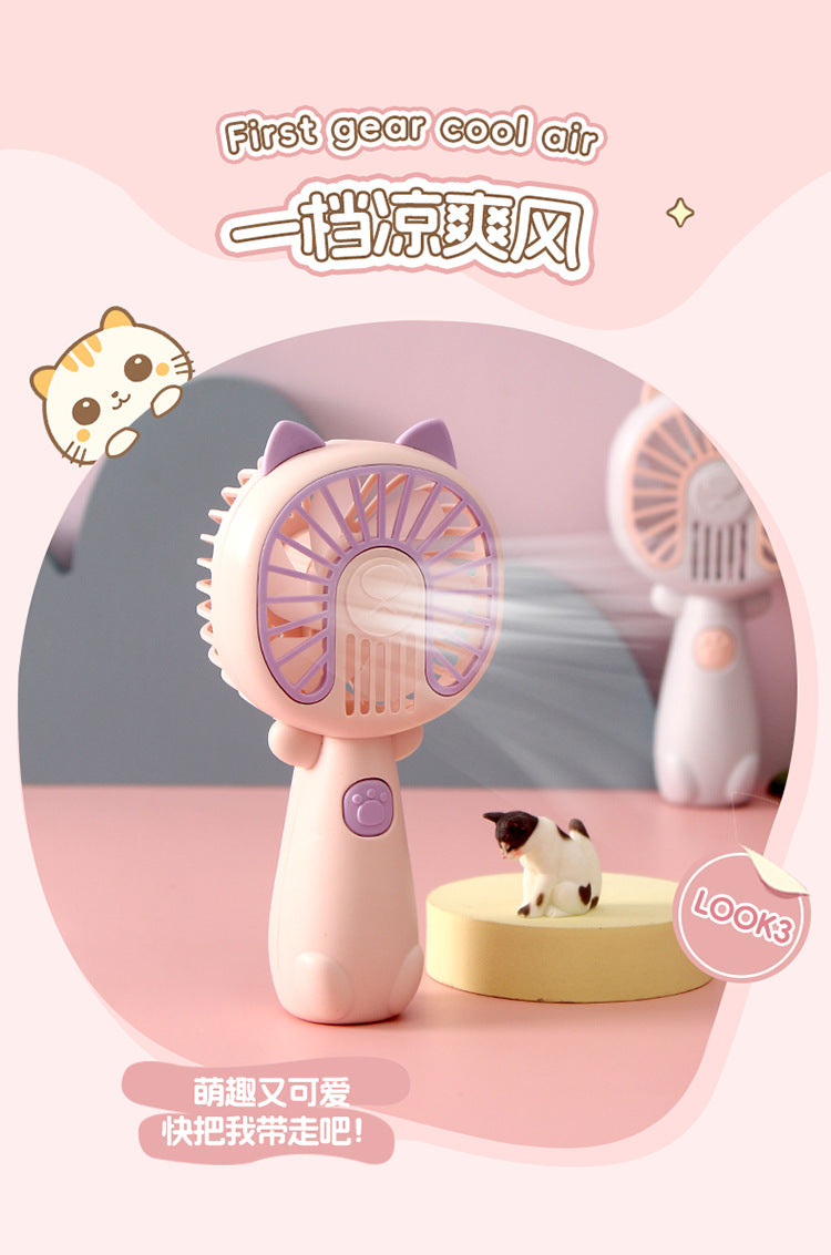 New cartoon mini fan summer outdoor portable USB rechargeable fan student dormitory desktop fan