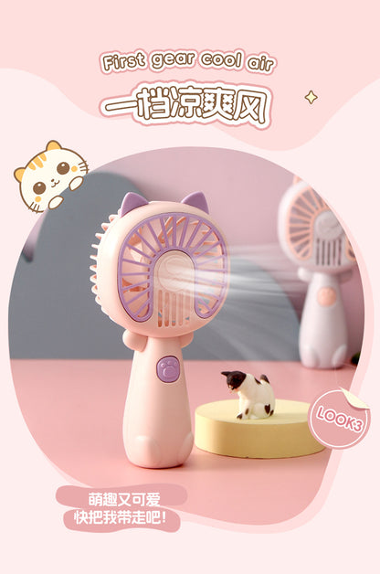 New cartoon mini fan summer outdoor portable USB rechargeable fan student dormitory desktop fan
