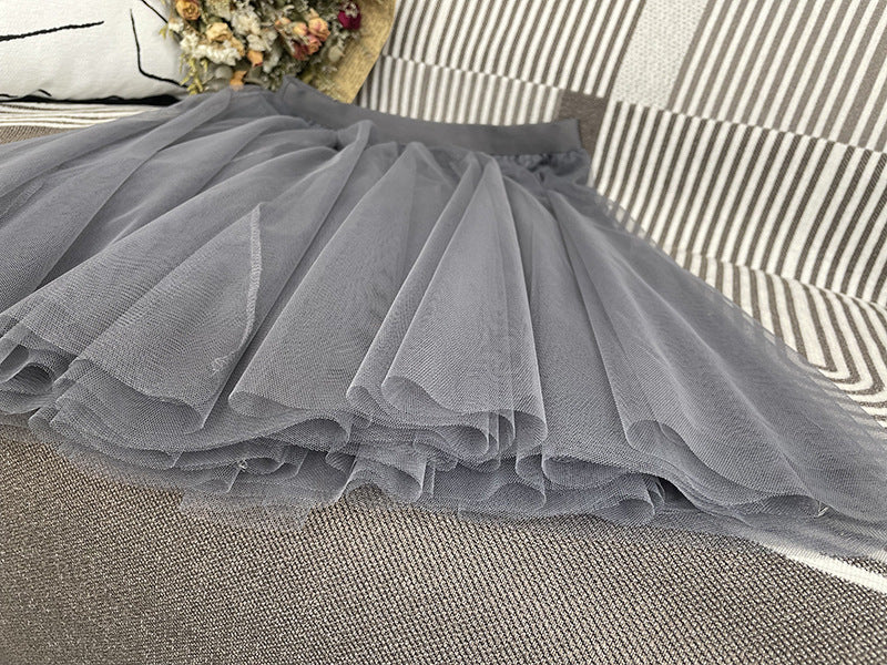 New Style Pleated Skirt, Slimming A-Line Skirt, Women's Spring and Summer Mesh High-Waisted Slim-Fit Elegant Versatile Skirt