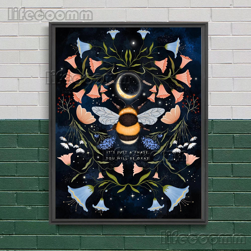 Wicca Witch,Goddess,Beetle,Bee,Wall Art Canvas Painting Mysterious Witchcraft Element Art Poster And Print Home Decor Unframed