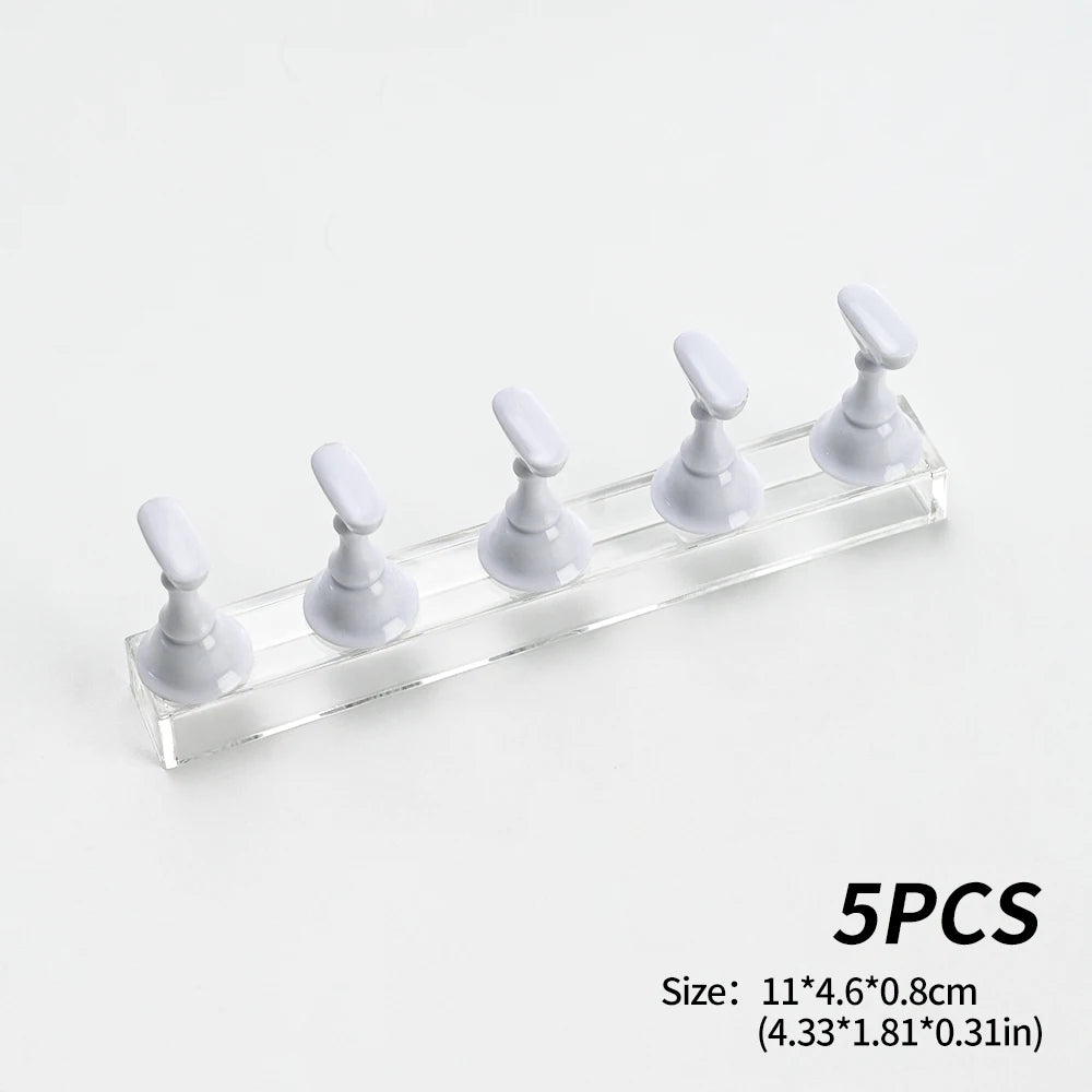 5pcs/set Metallic Pink Magnetic Nail Stand for Nail Practice Painting Display Press-on False Nail Display Holder Practice Tools