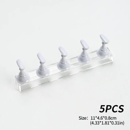 5pcs/set Metallic Pink Magnetic Nail Stand for Nail Practice Painting Display Press-on False Nail Display Holder Practice Tools