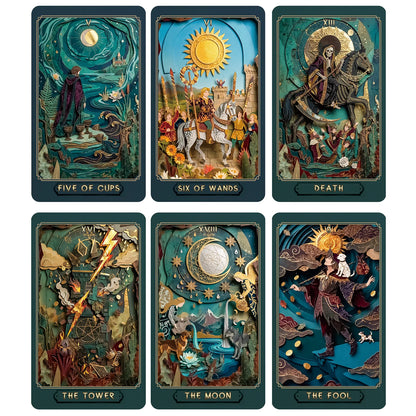 The Gilded Age Tarot | 78 Paper-Cut Art Cards | Includes a Guide, Suitable for Beginners and Experienced Readers