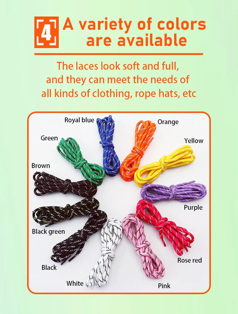 5mm thick Round Shoelace Outdoor Sports Laces Sneaker basketball Shoe Laces length 100/120/140/160cm Shoe accessories 1Pair