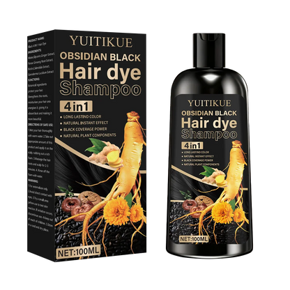 100ml hair dye shampoo, made with natural plant pigments, scalp-friendly, quickly covers gray hair to provide black color