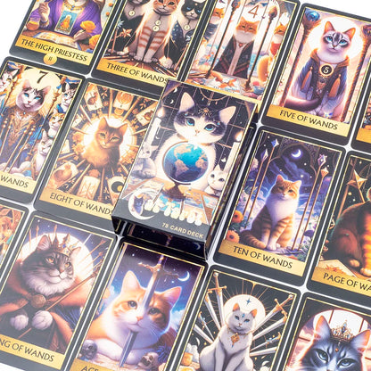 cat tarot cat tarot deck tarot cards 78 card tarot deck beginner tarot deck tarot reading fortune telling cards spiritual gifts witchy gifts mystical gifts cat lover gift divination tools oracle and tarot metaphysical shop tarot collector spirituality tar