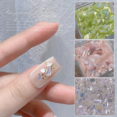 Natural Abalone Sea Shell Stone Nail Art Decoration Aurora 3D Irregular Slice Fragments Flakes For Nail Tip Beauty Nails Charms
