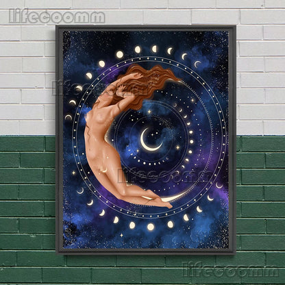 Wicca Witch,Goddess,Beetle,Bee,Wall Art Canvas Painting Mysterious Witchcraft Element Art Poster And Print Home Decor Unframed