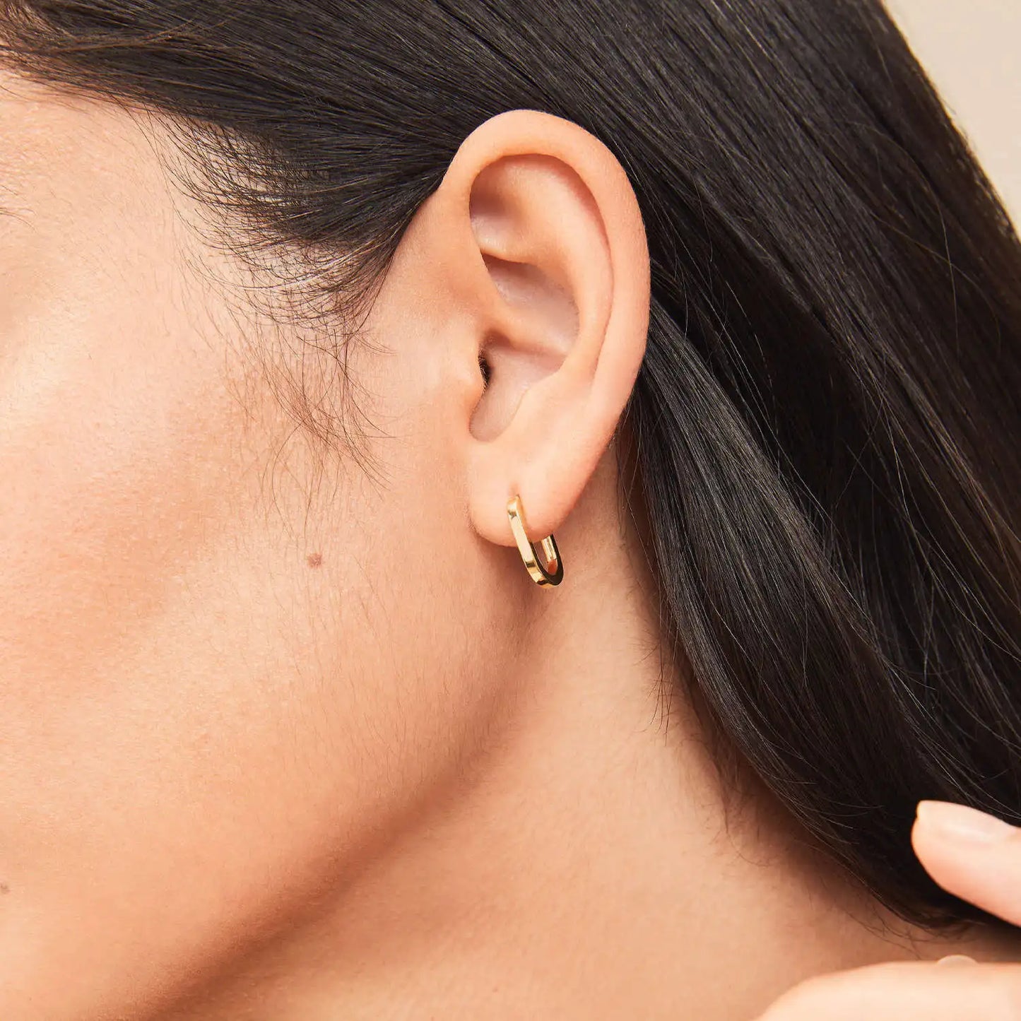Fashion Gold Silver Color Double Loop Design Square Long Hoop Earrings Removable Punk Hip Hop Round Huggie Jewelry for Women