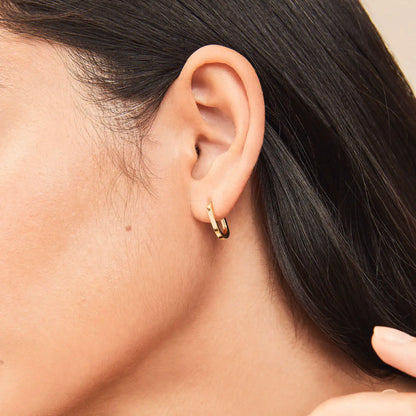 Fashion Gold Silver Color Double Loop Design Square Long Hoop Earrings Removable Punk Hip Hop Round Huggie Jewelry for Women