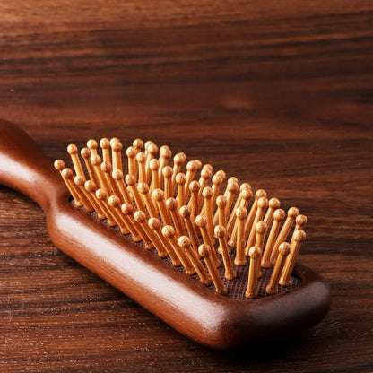 1Pcs Golden Silk Sandalwood Narrow Air Bag Comb Care Scalp Comb Gua Sha Meridian Dredging Hairdressing Tool