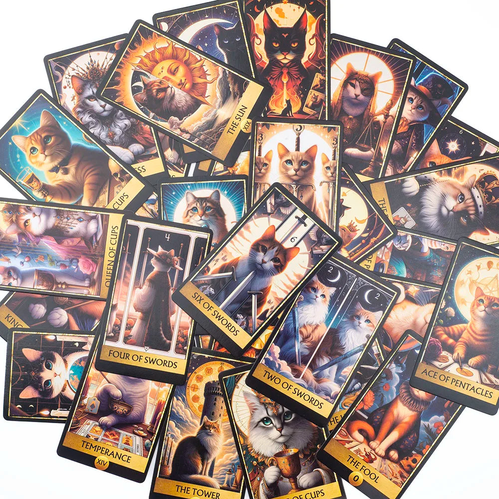cat tarot cat tarot deck tarot cards 78 card tarot deck beginner tarot deck tarot reading fortune telling cards spiritual gifts witchy gifts mystical gifts cat lover gift divination tools oracle and tarot metaphysical shop tarot collector spirituality tar