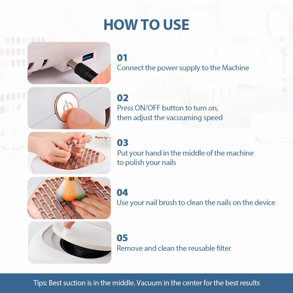 130W Powerful Brushless Nail Dust Collector Super Suction Nail Dust Extractor Nail Art Manicure Fan Vacuum Cleaner With 2 Filter