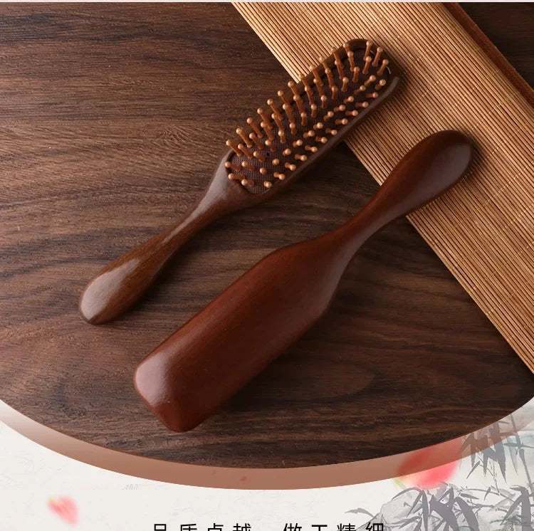 1Pcs Golden Silk Sandalwood Narrow Air Bag Comb Care Scalp Comb Gua Sha Meridian Dredging Hairdressing Tool