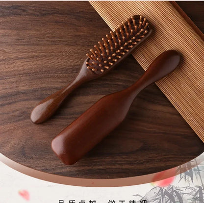 1Pcs Golden Silk Sandalwood Narrow Air Bag Comb Care Scalp Comb Gua Sha Meridian Dredging Hairdressing Tool