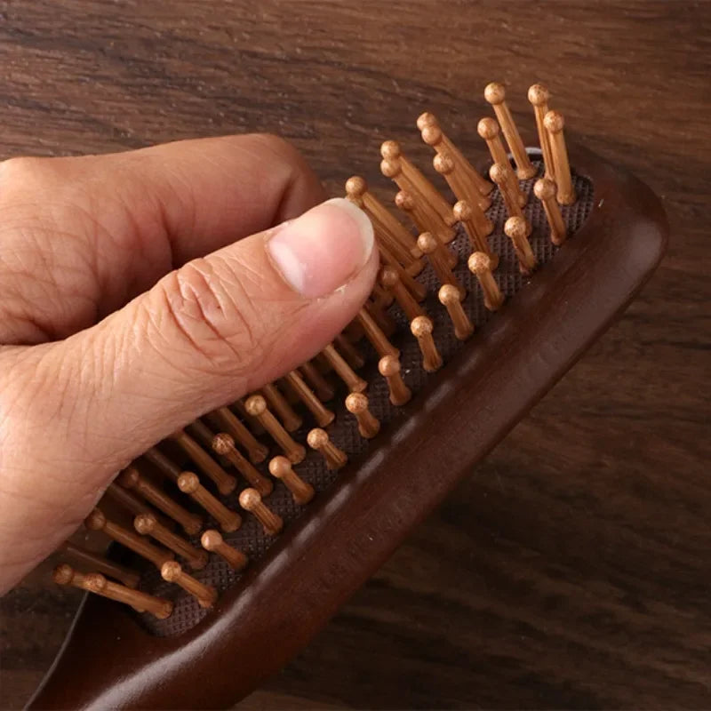 1Pcs Golden Silk Sandalwood Narrow Air Bag Comb Care Scalp Comb Gua Sha Meridian Dredging Hairdressing Tool