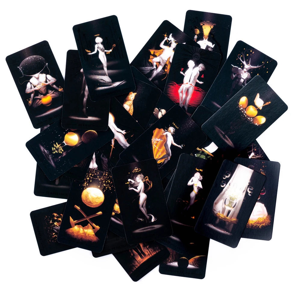 True Black Tarot Cards 78 Cards Set Divination Game Gift Board Table Game Oracles and Divination