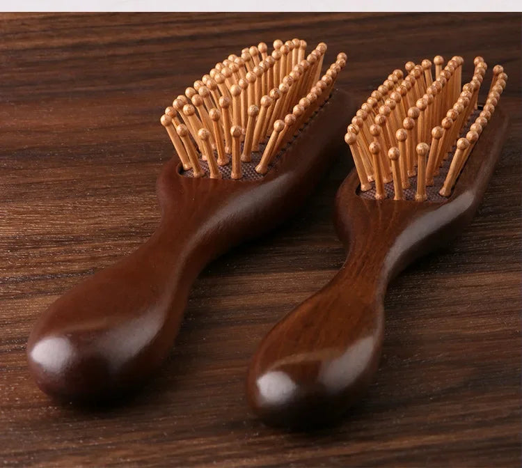 1Pcs Golden Silk Sandalwood Narrow Air Bag Comb Care Scalp Comb Gua Sha Meridian Dredging Hairdressing Tool