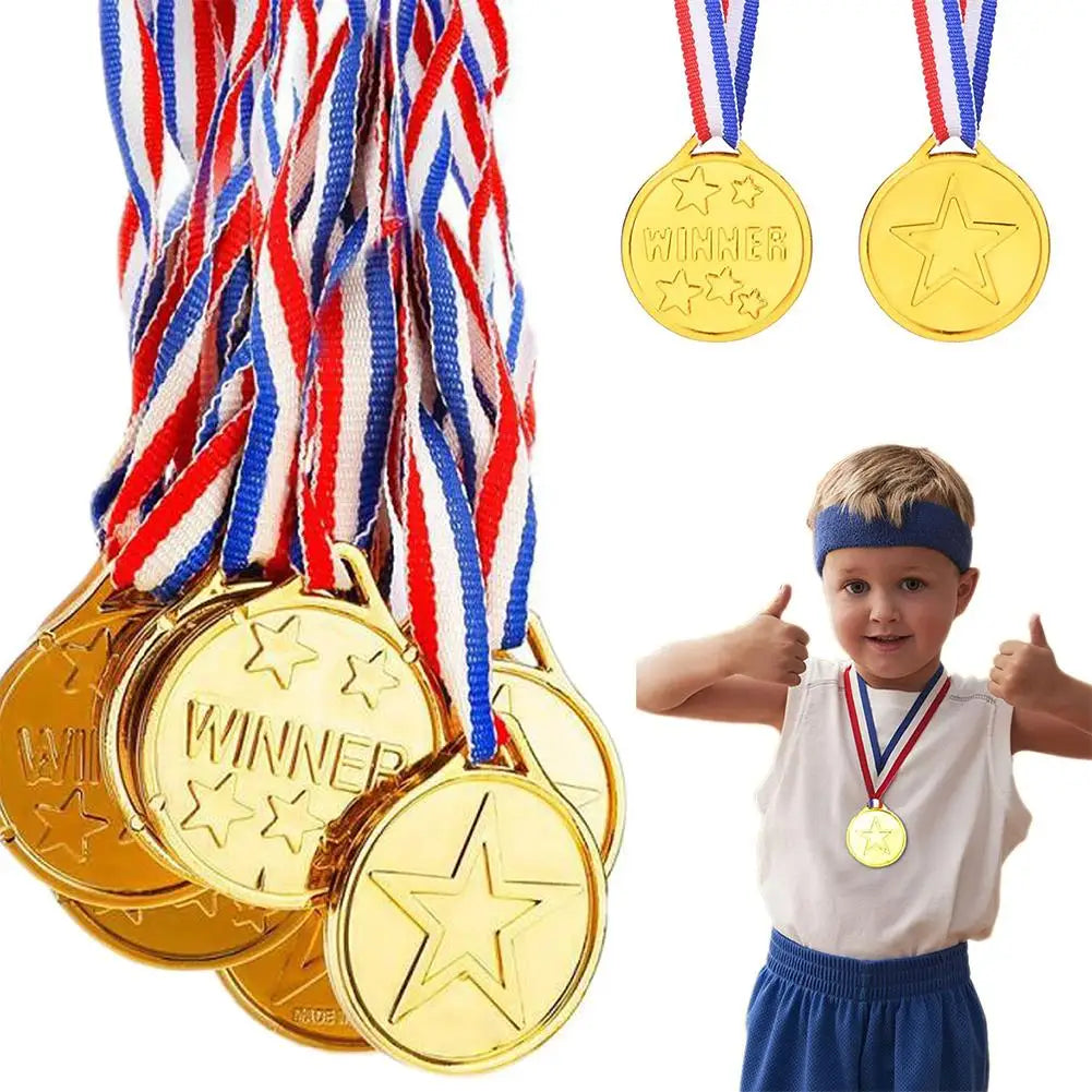 10/20pcs Plastic Gouden Winner Award Medailles Kinderen Verjaardagsfeest Favorieten Sportspel Prijs Speelgoed Voetbal Voetbalfee