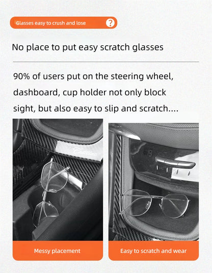 Magnetic Car Sunglasses Holder Sun Visor Glasses Clip PU Eyeglasses Hanger Portable Ticket Card Clip Auto Accessories